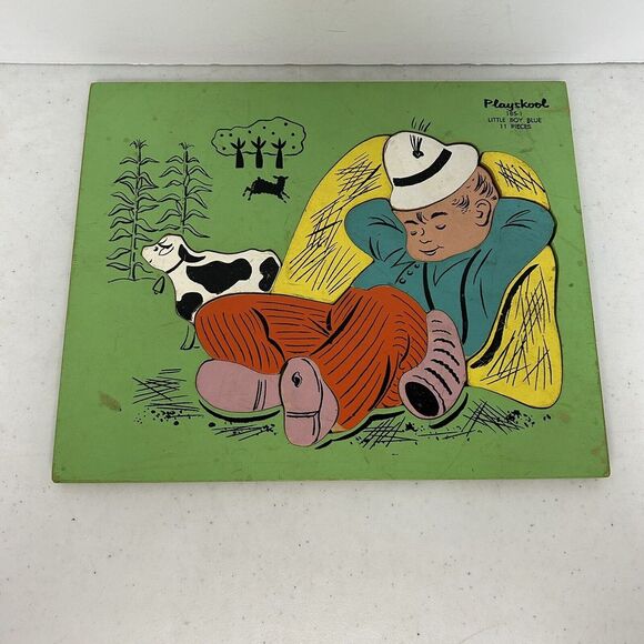 Vintage Playskool Little Boy Blue Wooden‎ Puzzle #185 11 Pieces Playschool - Picture 1 of 4